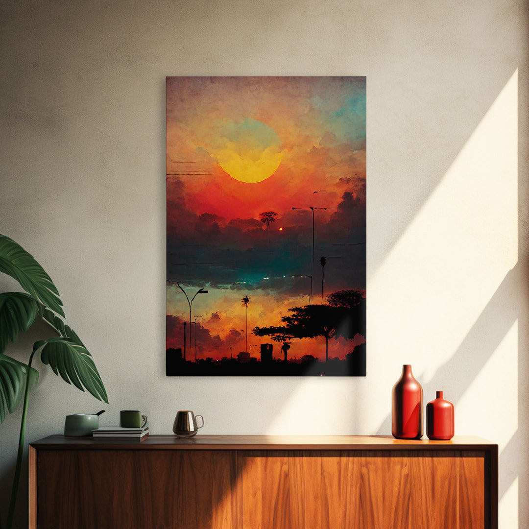 Los Angeles, California at sunset, canvas print, ready to hang wall art