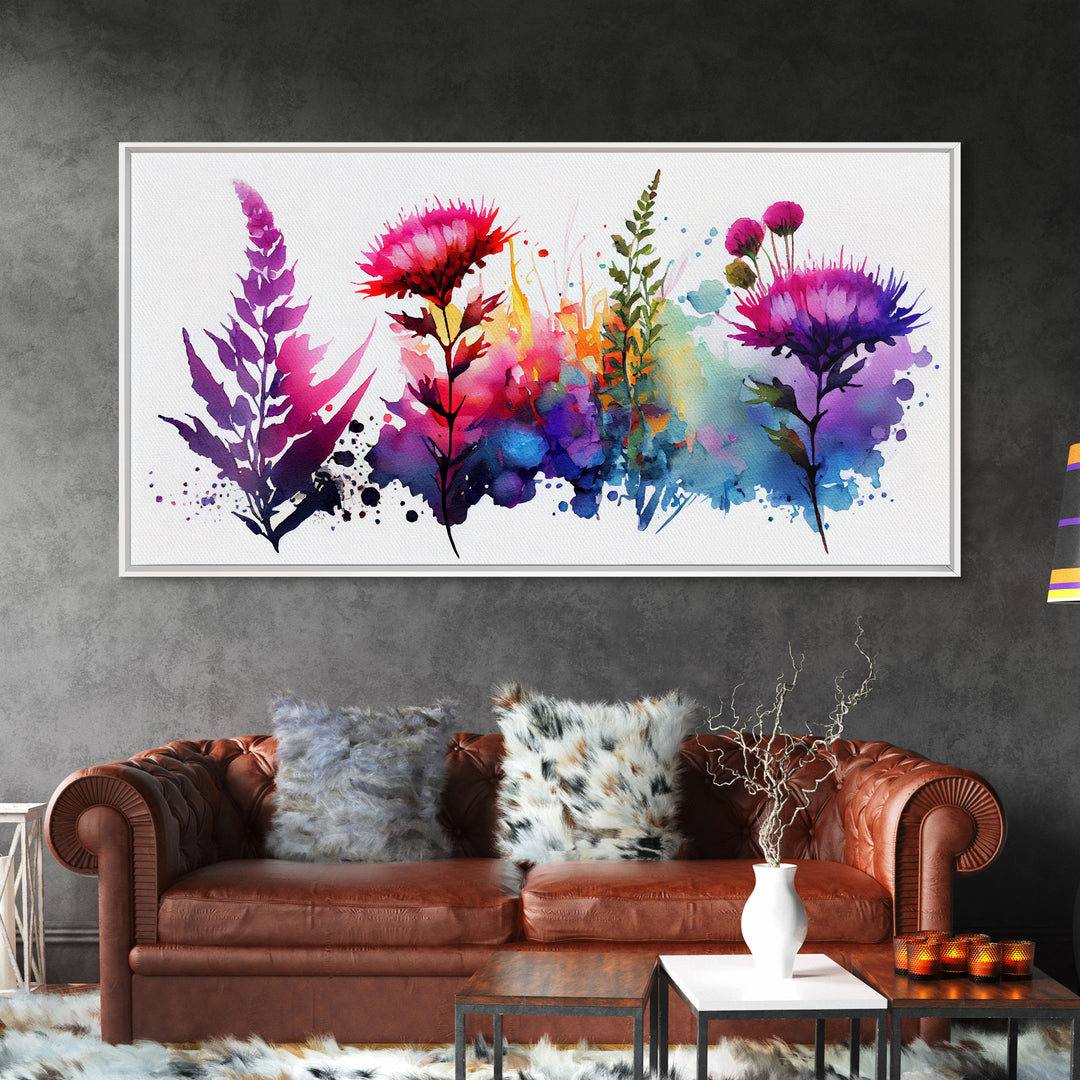 Wild Flowers Wall Art, Native Texan Flowers, Mother's Day, Framed Canvas Print, Watercolor Painting Print, Wall Decor, Living Room, Mom Gift