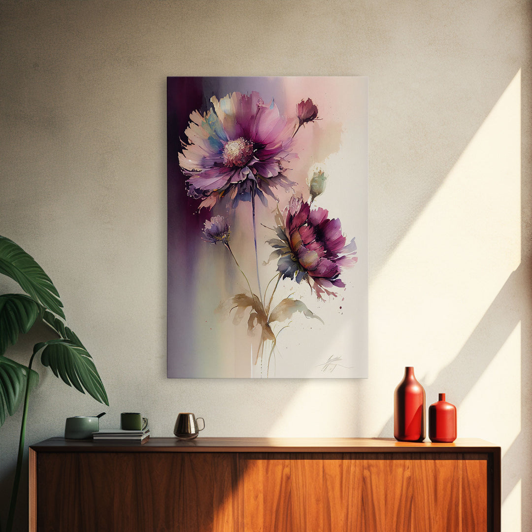 Vintage Style Framed Canvas Art // Vintage Floral Print // Vintage White Roses Painting // Still Life Botanical Farmhouse print // Flower