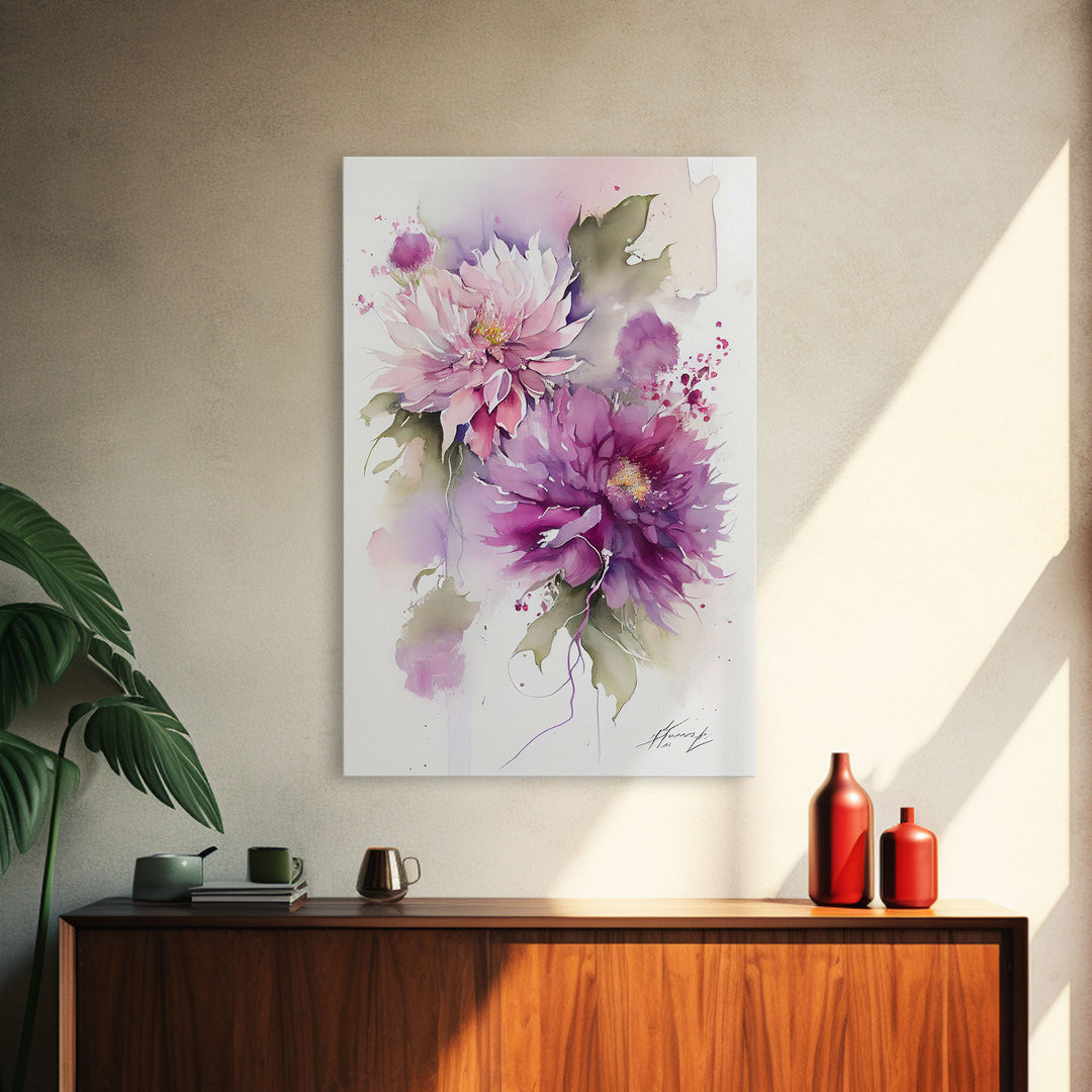 Vintage Style Framed Canvas Art, Vintage Floral Print, Vintage White Roses Painting, Still Life Botanical Farmhouse print, Flower Art