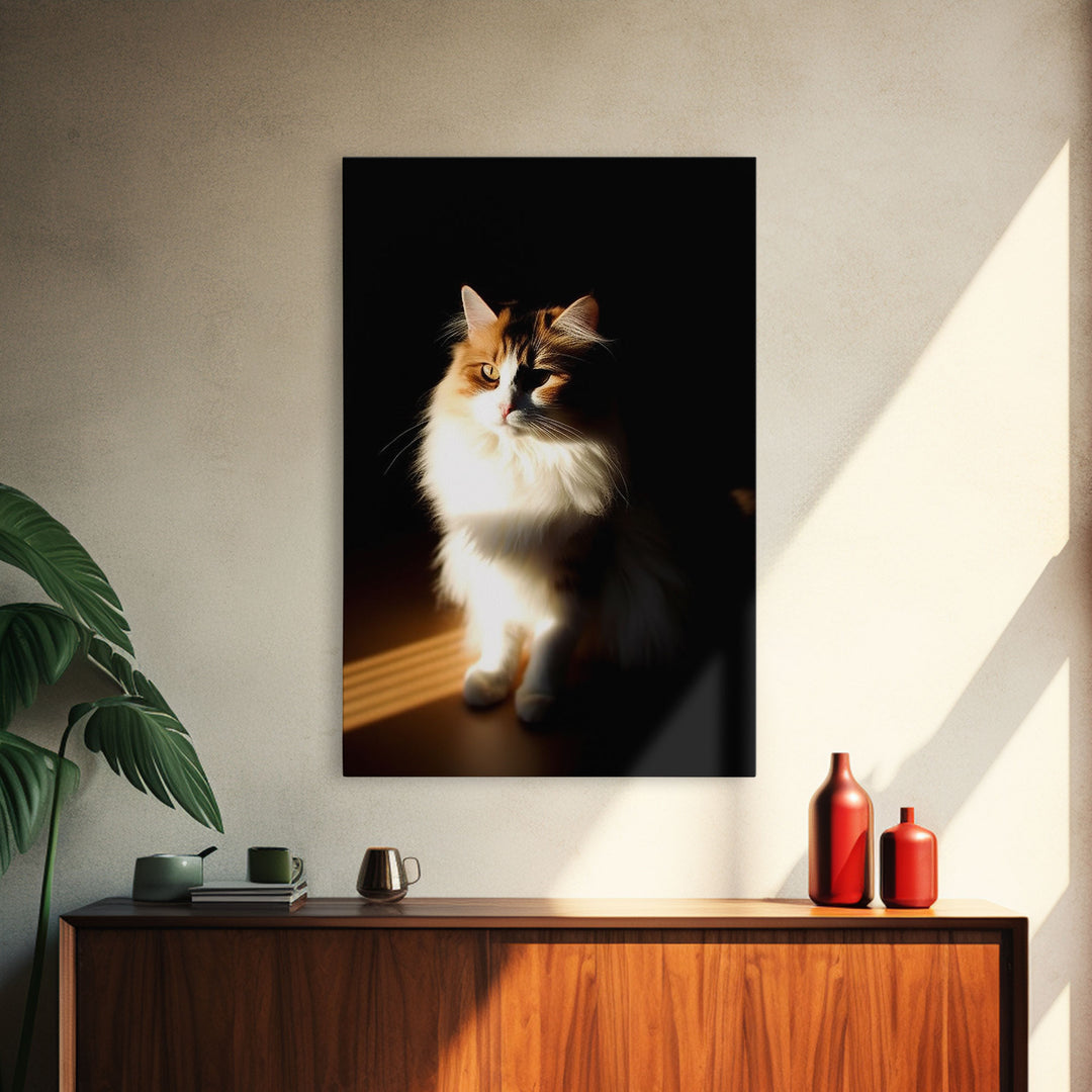 Portrait of a Calico Cat, Framed Canvas Print, Cat Art, Cat Photography, Cat Wall Art