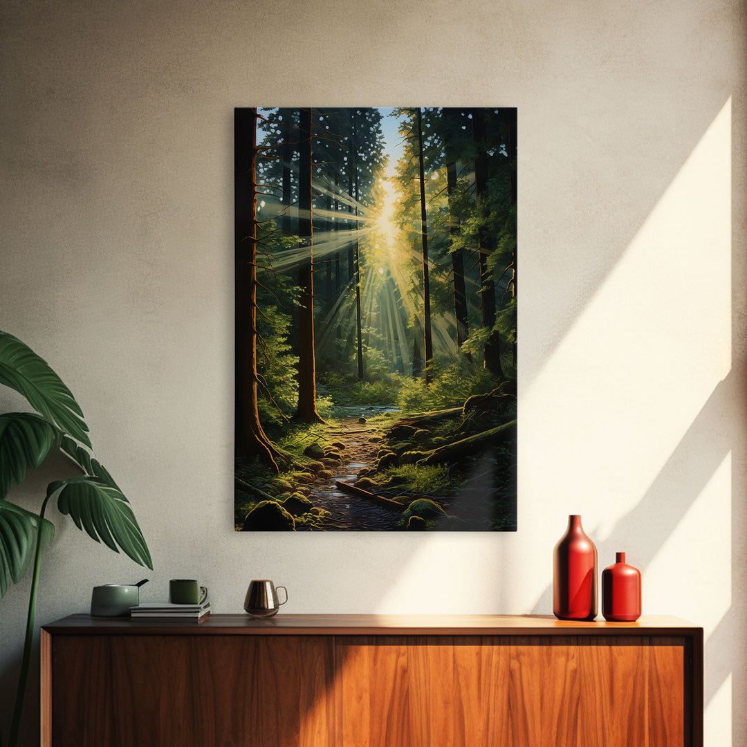 Forest Wall Print, Trees Art Print, Sunset Canvas Print, Wall Art, Vertical Art, Landscape Print, Gift For Boss, College Dorm Decor