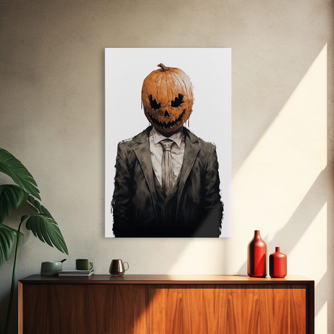 Portrait Of Jack - The Jack O Lantern Man, Vintage Halloween Art, Macabre Halloween Decoration, Dark Macabre, Goth Art, Pumpkin Patch Horror