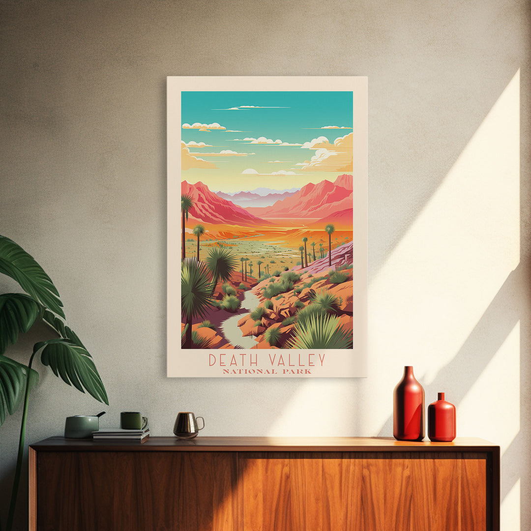 Death Valley National Park Travel Poster Print, Canvas Print Wall Art, California Travel Art, Midcentury Modern Travel Decor, MCM Wall Art