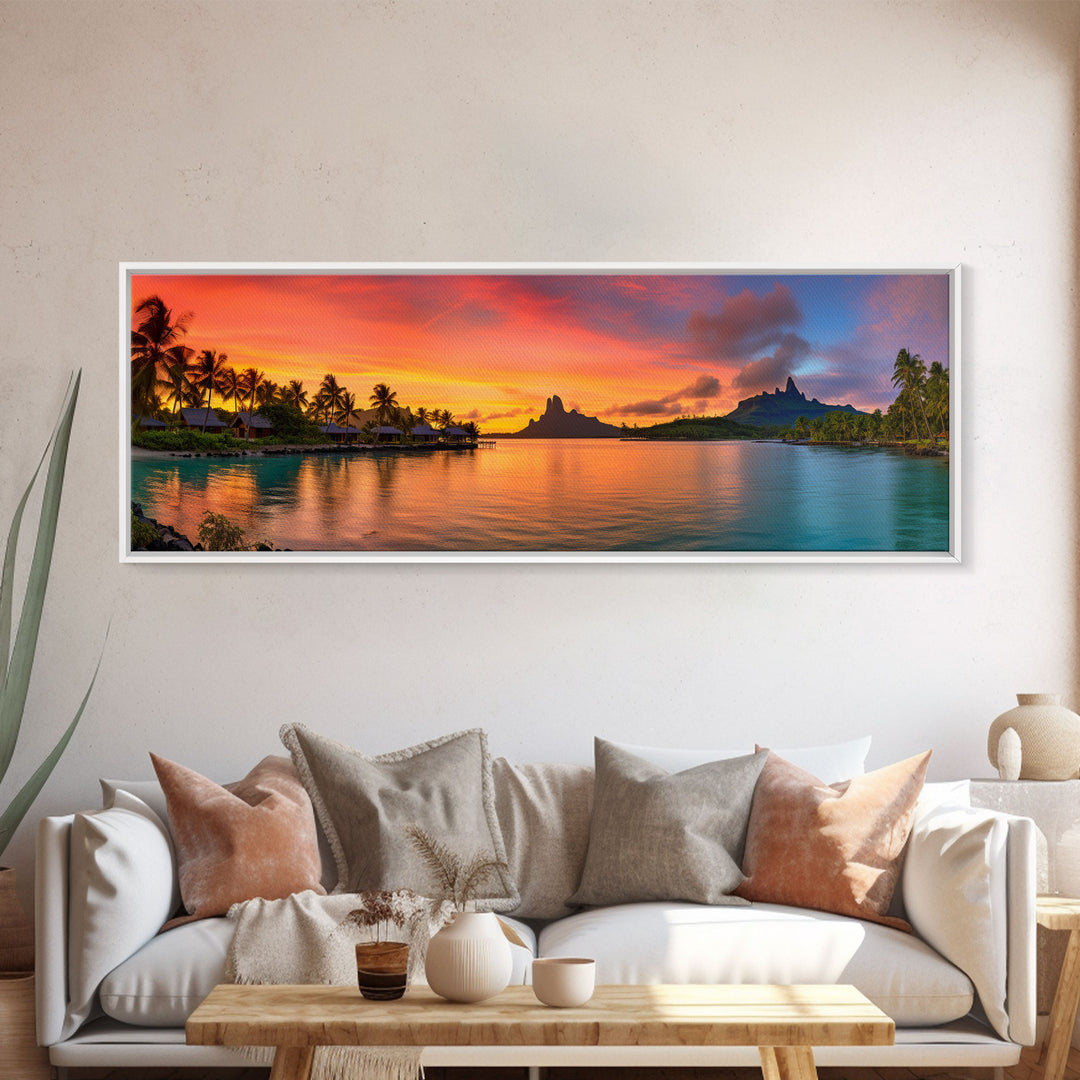 Beautiful Bora Bora Vacation Art, Bora Bora Photography Print, Panoramic Beach Art, Panoramic Photo Print, Lake House Art, Travel Decor