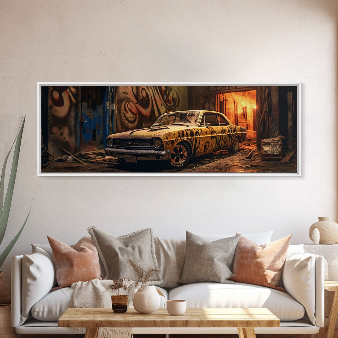 Graffiti Punk Wall Art, Street Art, Framed Canvas Print, Detroit Muscle, Limited Edition, High Quality Art, Game Room Art, Mancave