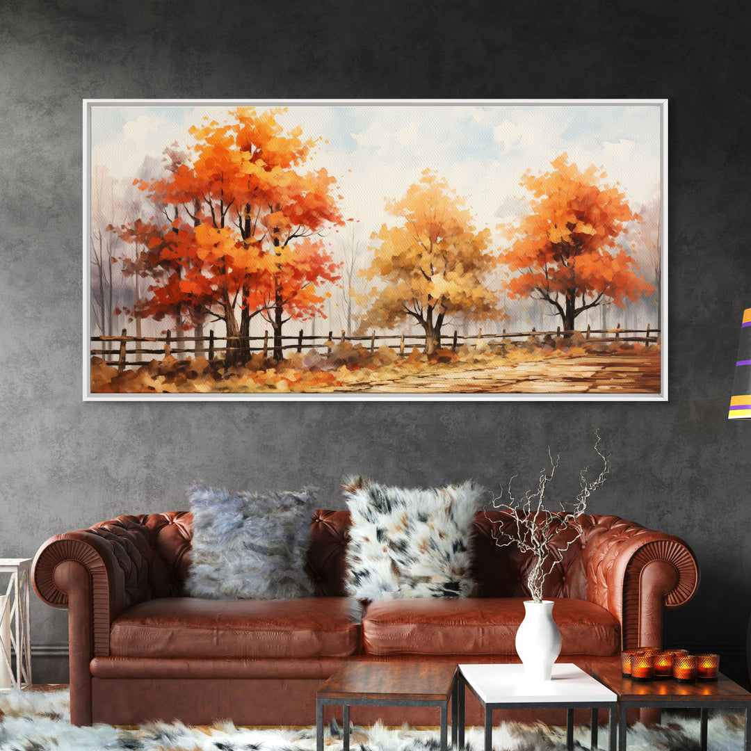 Autumn Leaves - Fall Color Change Of The Leaves - Wood Framed Canvas Print - Rustic Farmhouse Fall Decor - Hawthorn Aspen / Dogwood Autumn
