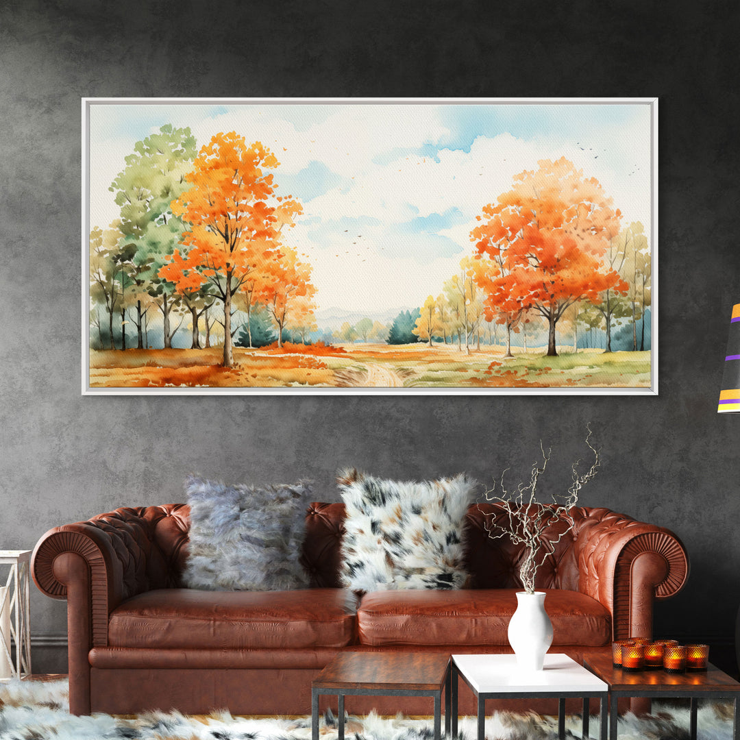 Autumn Leaves - Fall Color Change Of The Leaves - Wood Framed Canvas Print - Rustic Farmhouse Fall Decor - Fall Centerpiece - Minimalist Art