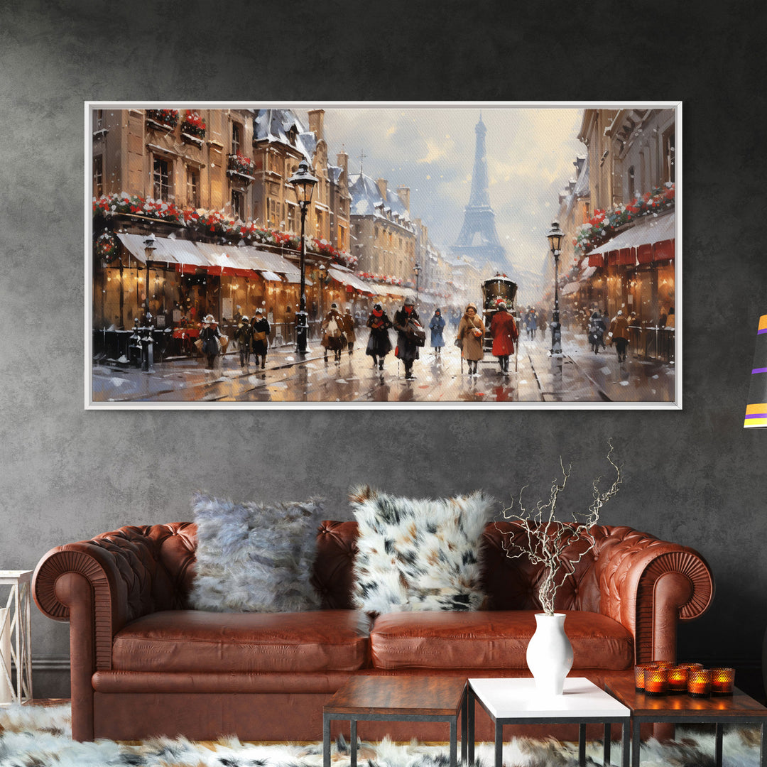 Winter Wonderland - Paris In The Snow at Christmas Time - Framed Canvas Print - Christmas Decor