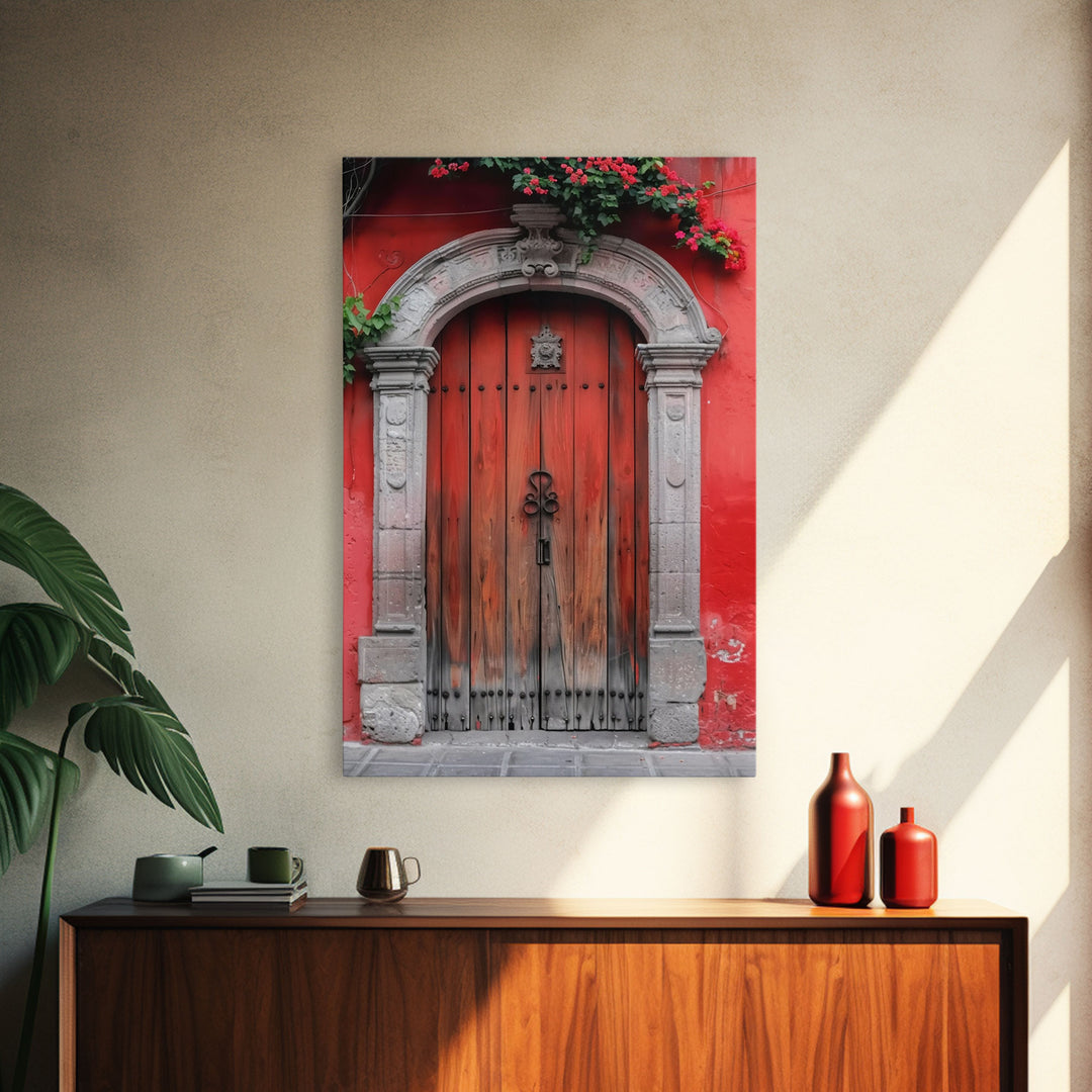 Hacienda Architecture Framed Canvas Print, Mexican Wall Art, Art of Mexico, Original Artwork, Wood Framed Ready To Hang