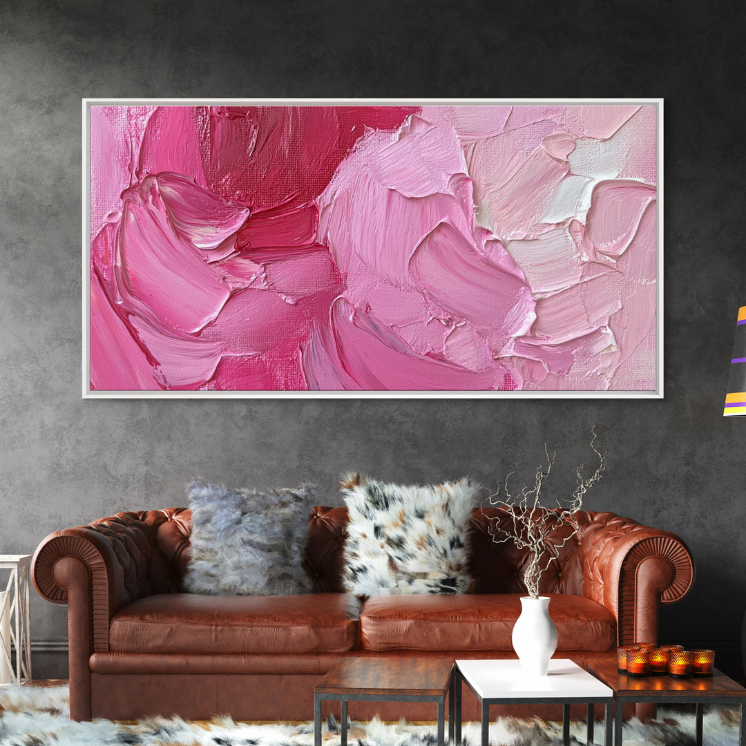Pink Brush Strokes Framed Canvas Print - Modern Wall Are - Preppy Home Decor - She Shed Wall Art