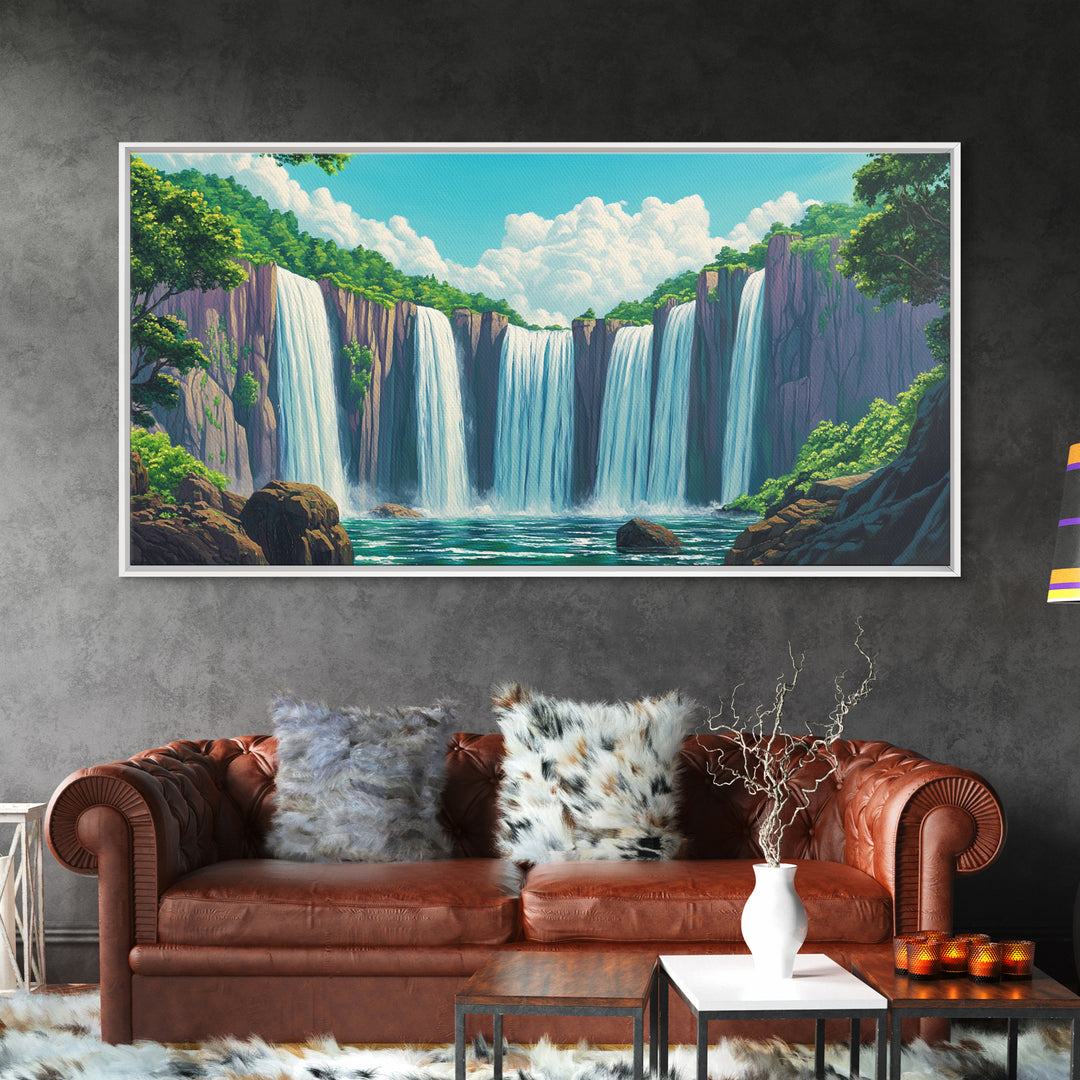 Fantasy Waterfall Painting Print | Fantasy Decor | Magical Enchanted Waterfall Wall Art | Living Room Decor Ready To Hang | Extra Large Art