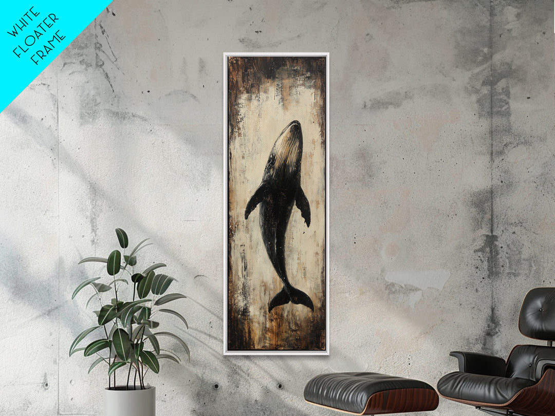 Majestic Whale Painting Framed Canvas Print, Nautical Wall Art, Coastal Decor Living Room Art, Rustic Decor Gift Idea Christmas