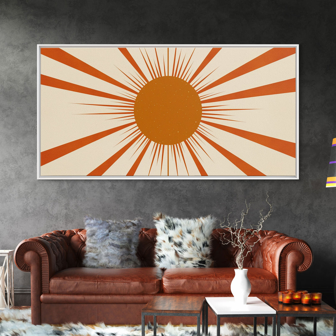 Art Deco Sun Burst Wall Art, Framed Canvas Print or Poster, Retro / Vintage Wall Decor, Modern Art, Sun Abstract Art MCM Midcentury Modern