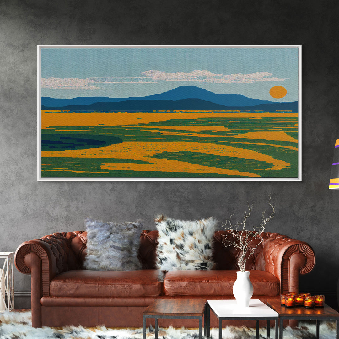 Pixel Art, Beautiful Landscape Made Of Pixels, Ready To Hang Canvas Print, Framed Wall Art