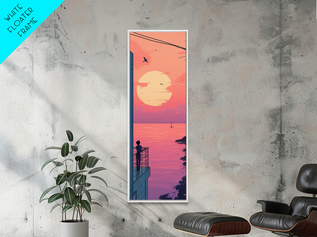 Pastel Sunset Balcony Canvas Print Pink Orange Wall Art Coastal Cowgirl Art Bedroom or Living Room Farmhouse Decor Unique Piece