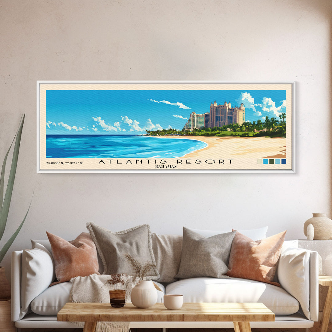 Atlantis Resort, Bahamas Panoramic Print, Vacation Gift, Bahamas Wall Art, Vacation Wall Art, Vacatation Memories, Beach Decor, Beach Or Lakehouse Art