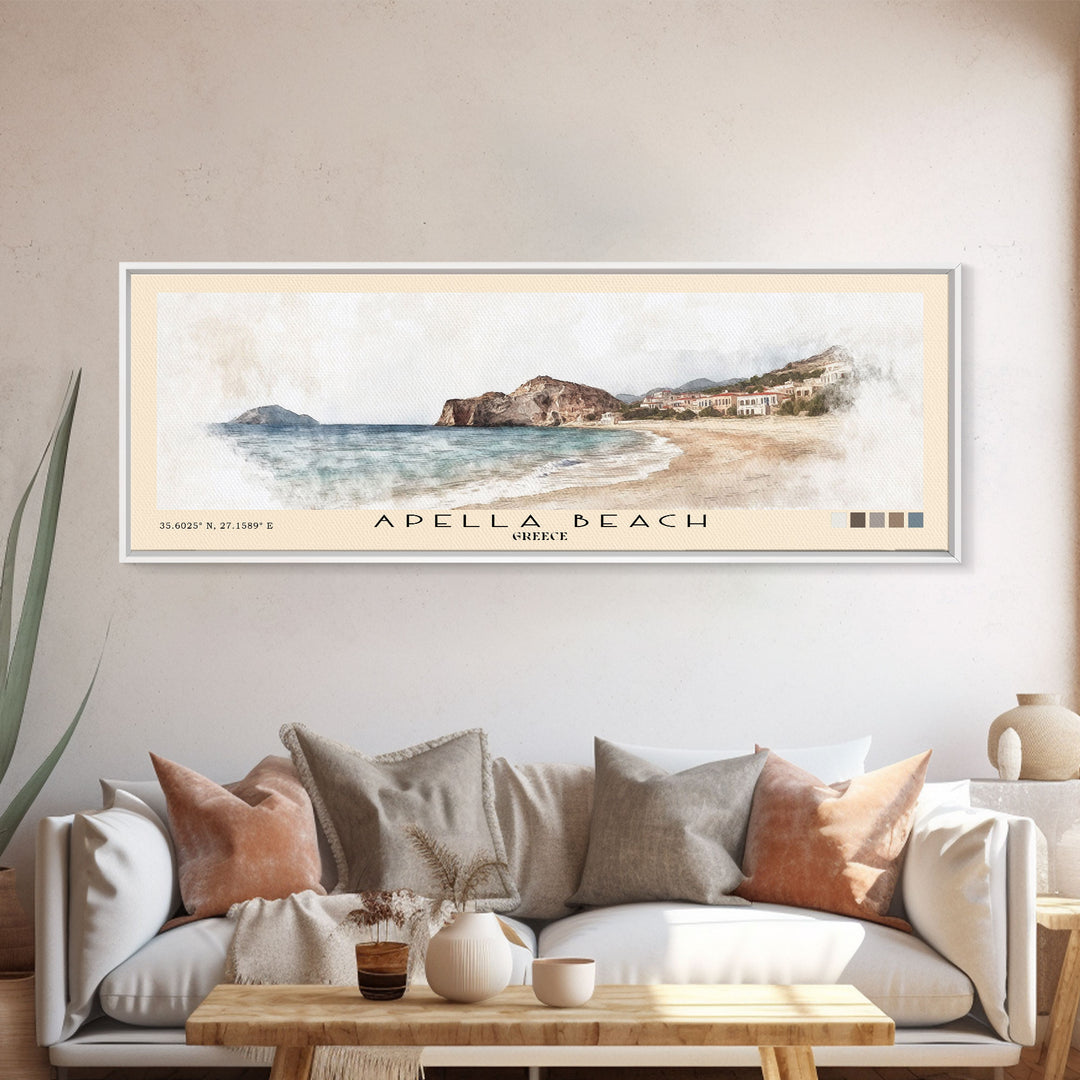 Apella Beach, Greece Watercolor Print, Vacation Gift, Greece Wall Art, Beach Painting, Beach Decor, Beach Or Lakehouse Art