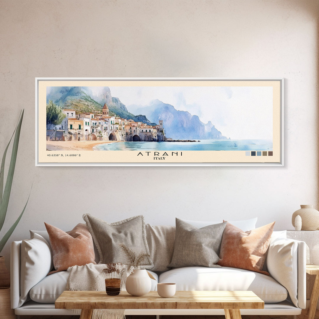 Atrani, Italy Watercolor Beach Print, Vacation Gift, Italy Wall Art, Beach Painting, Beach Decor, Beach Painting