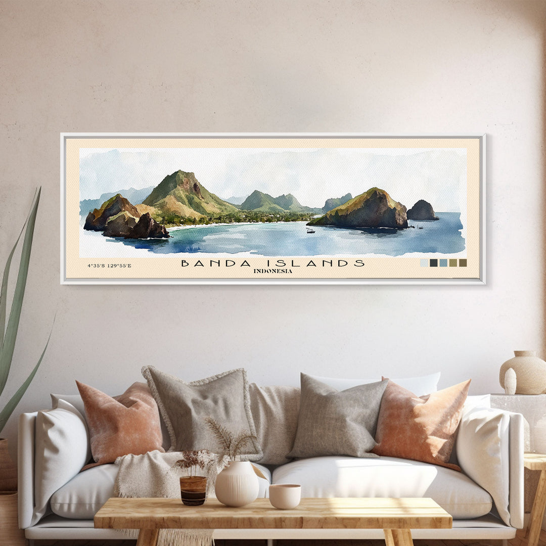 Banda Islands, Indonesia Watercolor Print, Vacation Gift, Indonesia Wall Art, Beach Painting, Beach Decor, Beach Or Lakehouse Art