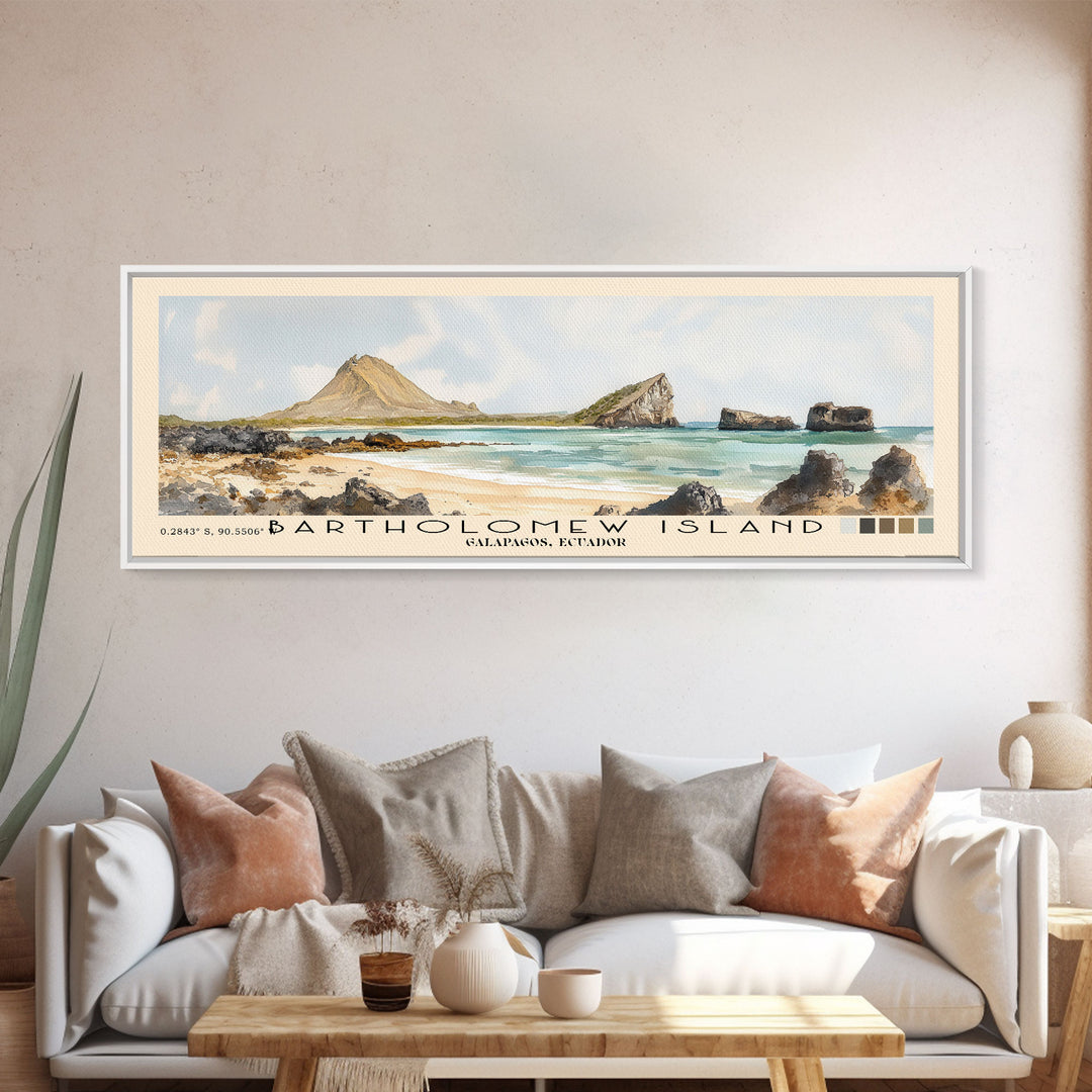 Bartholomew Island, Galapagos, Ecuador Watercolor Print, Vacation Gift, Galapagos, Ecuador Wall Art, Beach Painting, Beach Decor, Beach Or Lakehouse Art