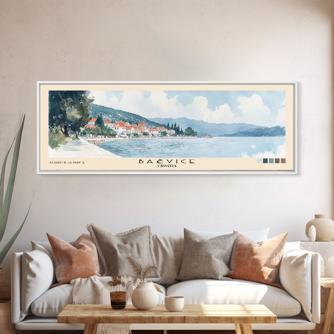 Bačvice, Croatia Watercolor Beach Print, Vacation Gift, Croatia Wall Art, Beach Painting, Beach Decor, Beach Painting