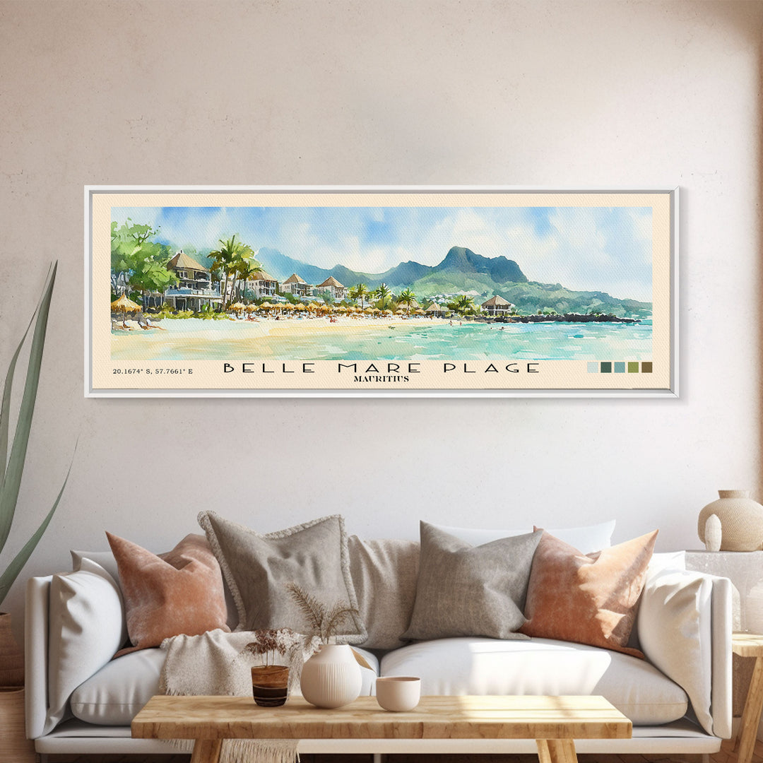Belle Mare Plage, Mauritius Watercolor Print, Vacation Gift, Mauritius Wall Art, Beach Painting, Beach Decor, Beach Or Lakehouse Art