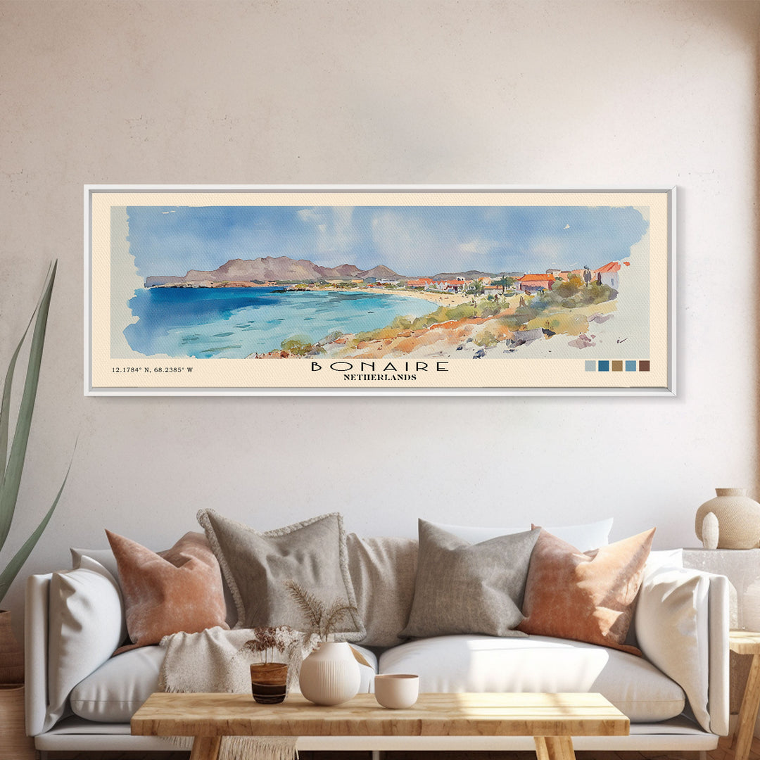 Bonaire, Netherlands Watercolor Print, Vacation Gift, Netherlands Wall Art, Beach Painting, Beach Decor, Beach Or Lakehouse Art