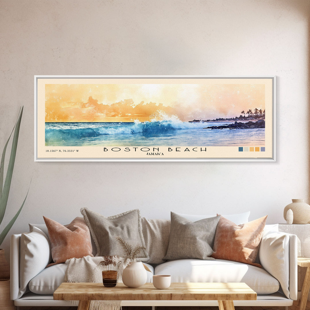 Boston Beach, Jamaica Watercolor Beach Print, Vacation Gift, Jamaica Wall Art, Beach Painting, Beach Decor, Beach Painting