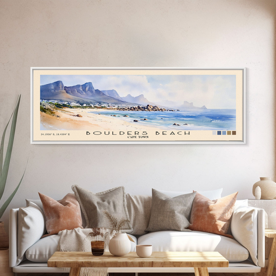 Boulders Beach, Cape Town Watercolor Beach Print, Vacation Gift, Cape Town Wall Art, Beach Painting, Beach Decor, Beach Painting