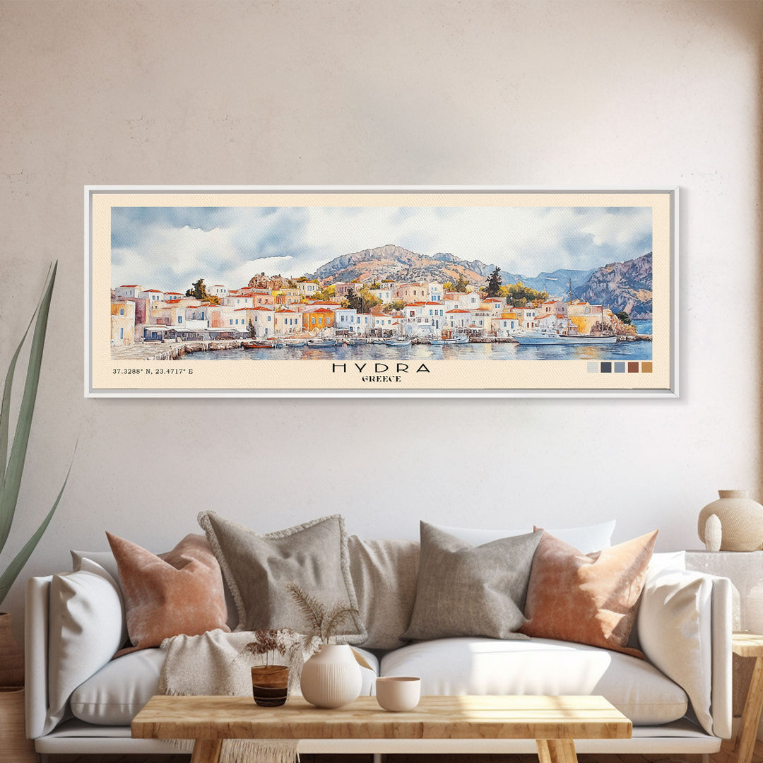 Hydra, Greece Watercolor Print, Vacation Gift, Greece Wall Art, Vacation Wall Art, Vacatation Memories, Beach Decor, Beach Or Lakehouse Art