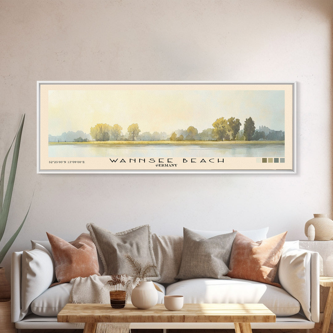 Wannsee Beach, Germany Watercolor Print, Vacation Gift, Germany Wall Art, Beach Painting, Beach Decor, Beach Or Lakehouse Art