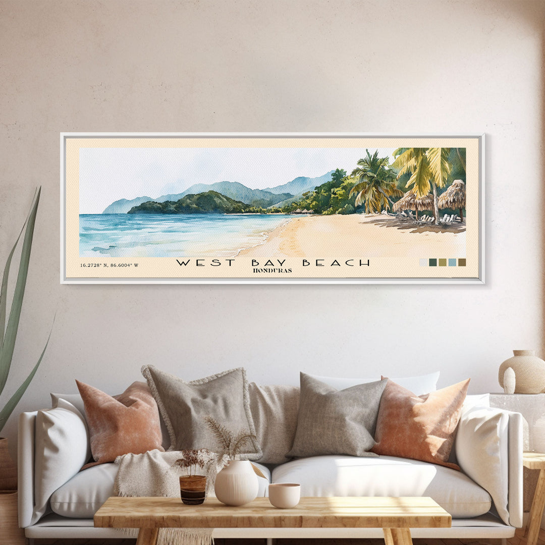 West Bay Beach, Honduras Watercolor Print, Vacation Gift, Honduras Wall Art, Vacation Wall Art, Vacatation Memories, Beach Decor, Beach Or Lakehouse Art