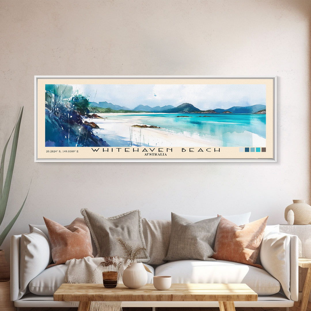 Whitehaven Beach, Australia Watercolor Print, Vacation Gift, Australia Wall Art, Beach Painting, Beach Decor, Beach Or Lakehouse Art