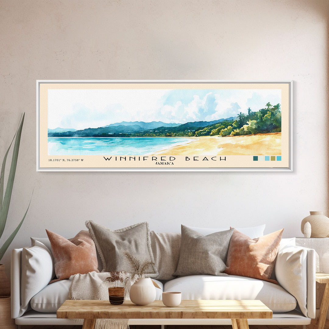 Winnifred Beach, Jamaica Watercolor Print, Vacation Gift, Jamaica Wall Art, Vacation Wall Art, Vacatation Memories, Beach Decor, Beach Or Lakehouse Art