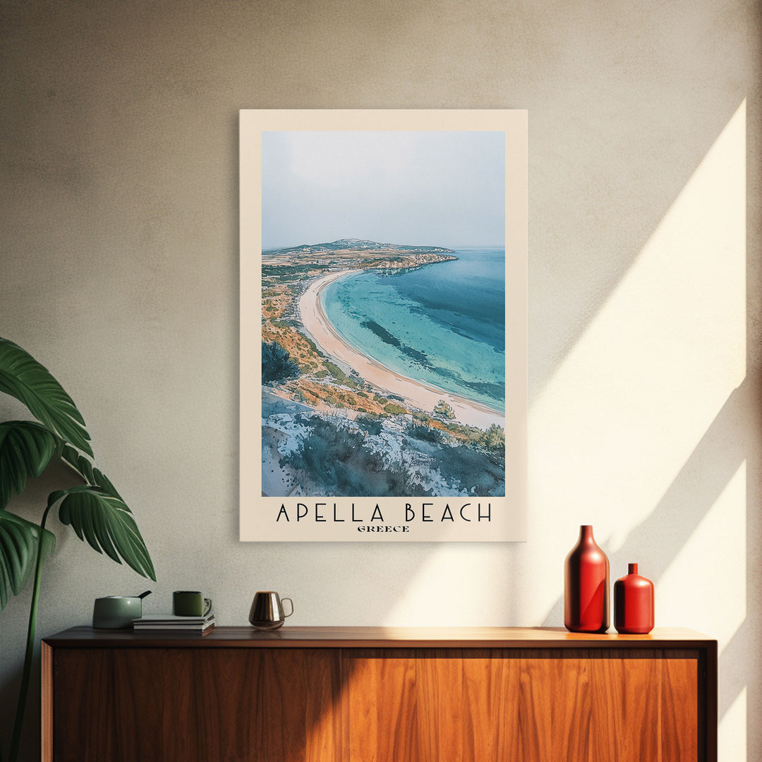 Apella Beach, Greece Watercolor Print, Vacation Gift, Greece Wall Art, Beach Painting, Beach Decor, Beach Or Lakehouse Art