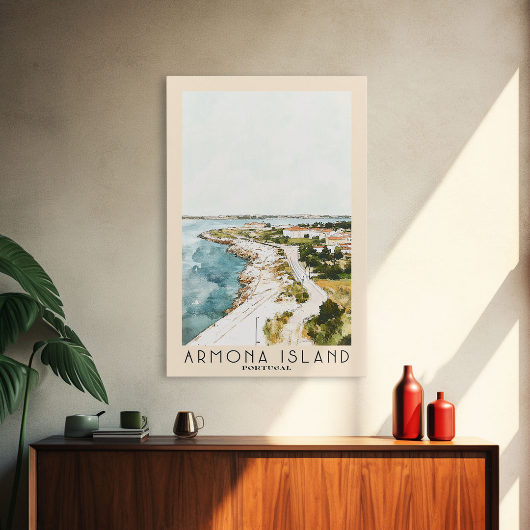 Armona Island, Portugal Watercolor Beach Print, Vacation Gift, Portugal Wall Art, Beach Painting, Beach Decor, Beach Painting