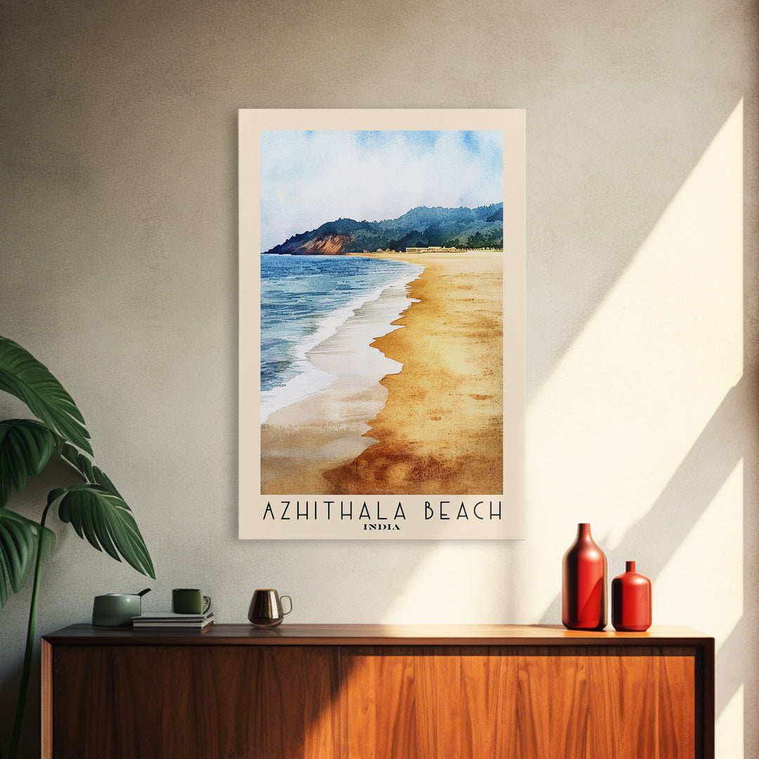 Azhithala Beach, India Watercolor Print, Vacation Gift, India Wall Art, Beach Painting, Beach Decor, Beach Or Lakehouse Art