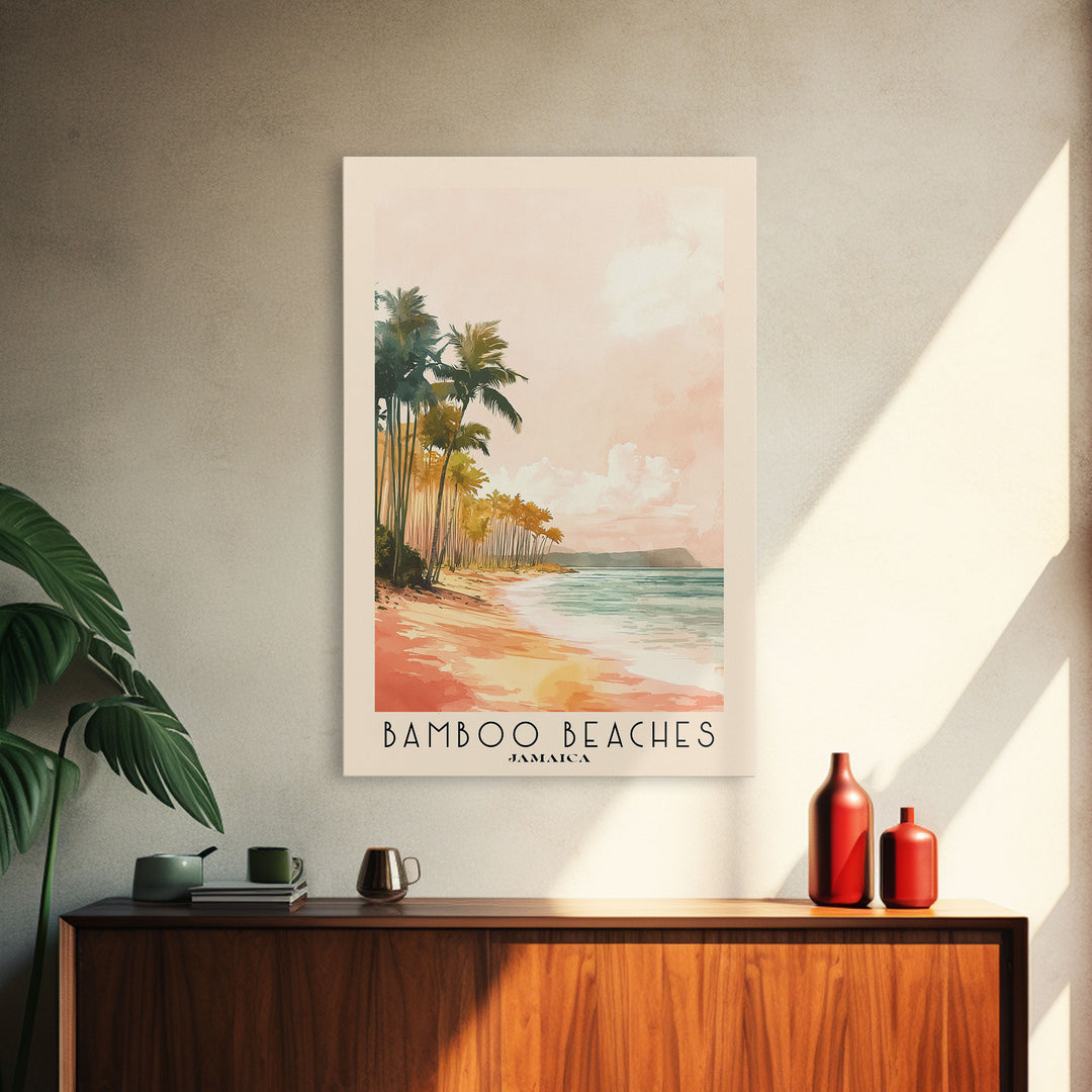 Bamboo Beaches, Jamaica Watercolor Print, Vacation Gift, Jamaica Wall Art, Vacation Wall Art, Vacatation Memories, Beach Decor, Beach Or Lakehouse Art