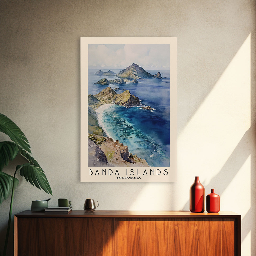 Banda Islands, Indonesia Watercolor Print, Vacation Gift, Indonesia Wall Art, Beach Painting, Beach Decor, Beach Or Lakehouse Art