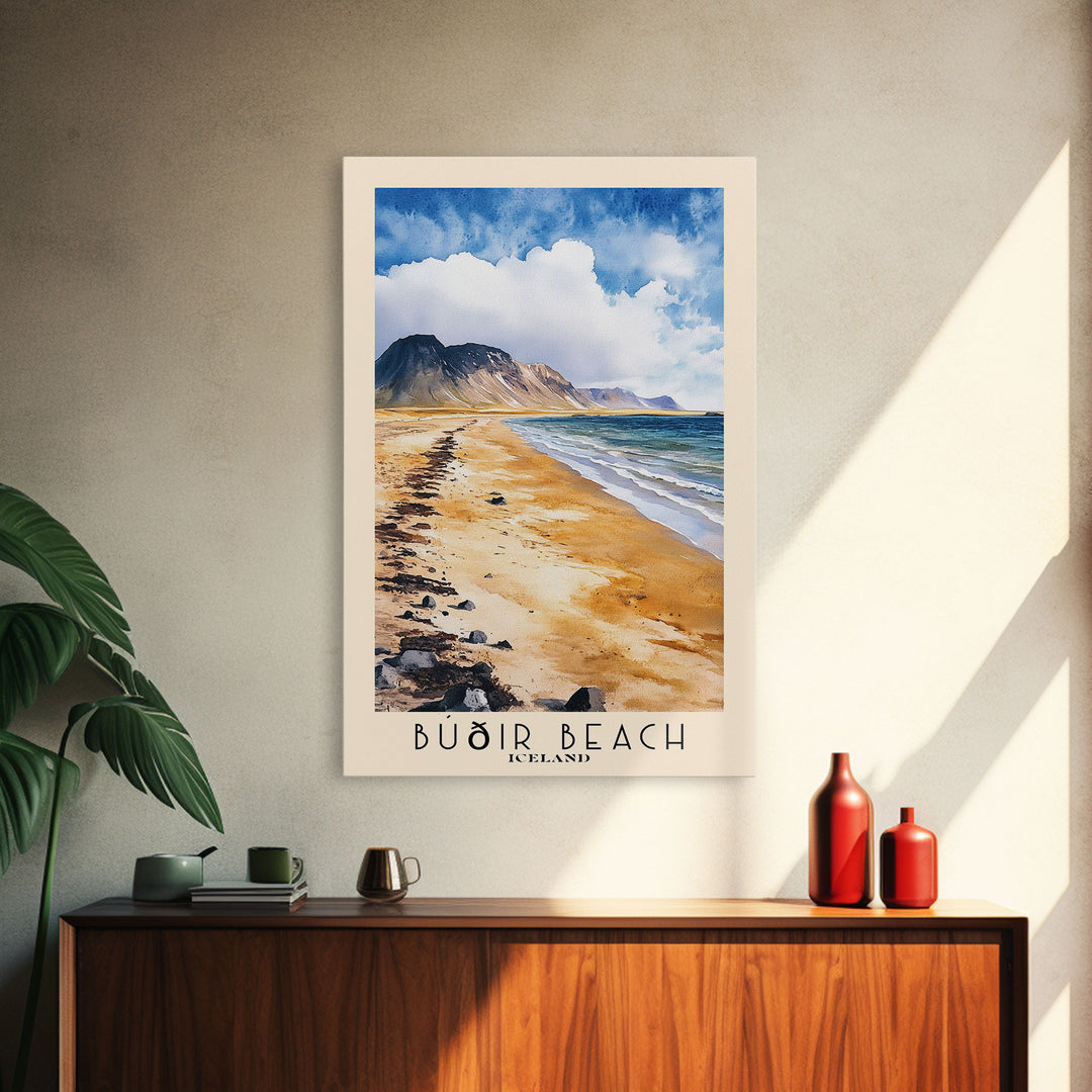 Búðir Beach, Iceland Watercolor Beach Print, Vacation Gift, Iceland Wall Art, Beach Painting, Beach Decor, Beach Painting