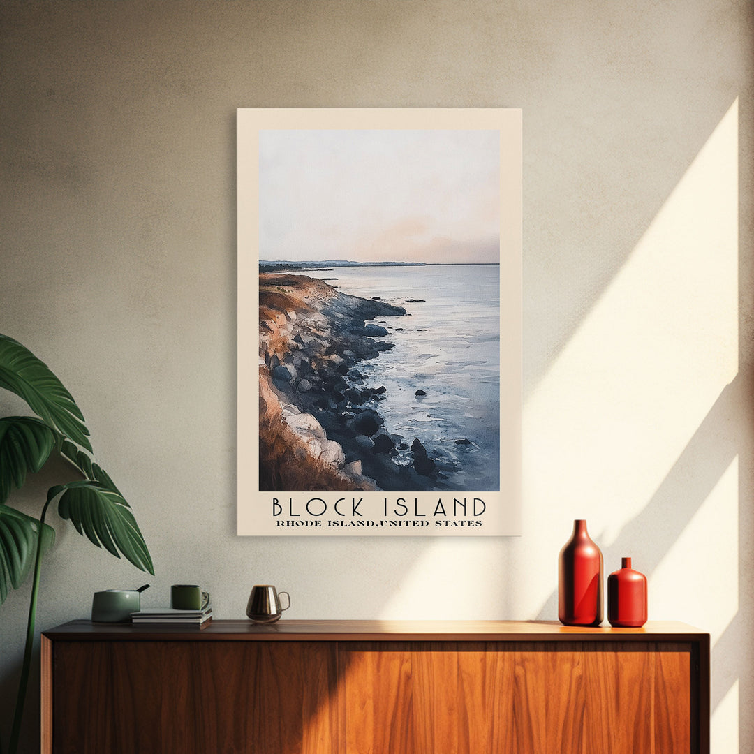 Block Island, Rhode Island,United States Watercolor Print, Vacation Gift, Rhode Island,United States Wall Art, Beach Painting, Beach Decor, Large Wall Art, Wood Frame Art