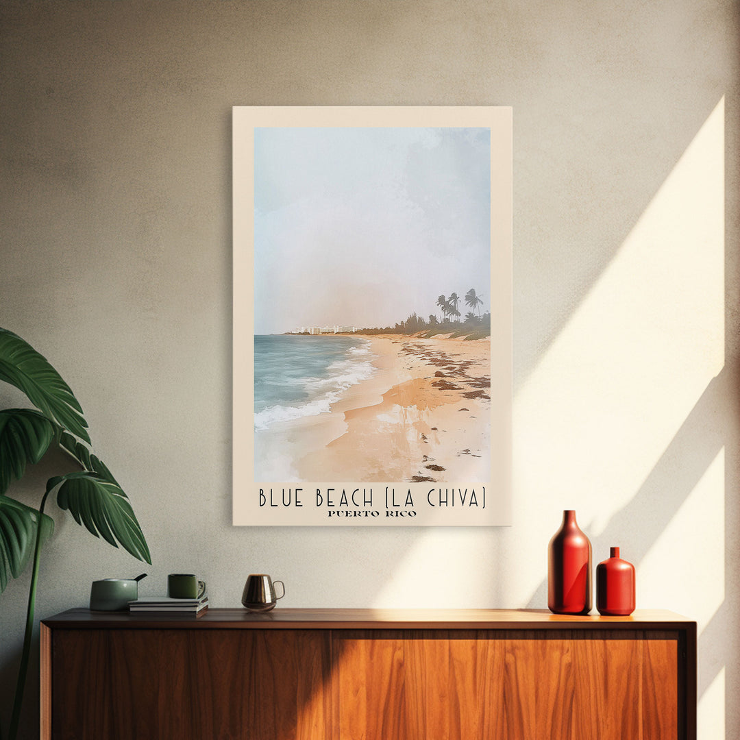 Blue Beach (La Chiva), Puerto Rico Watercolor Print, Vacation Gift, Puerto Rico Wall Art, Beach Painting, Beach Decor, Beach Or Lakehouse Art