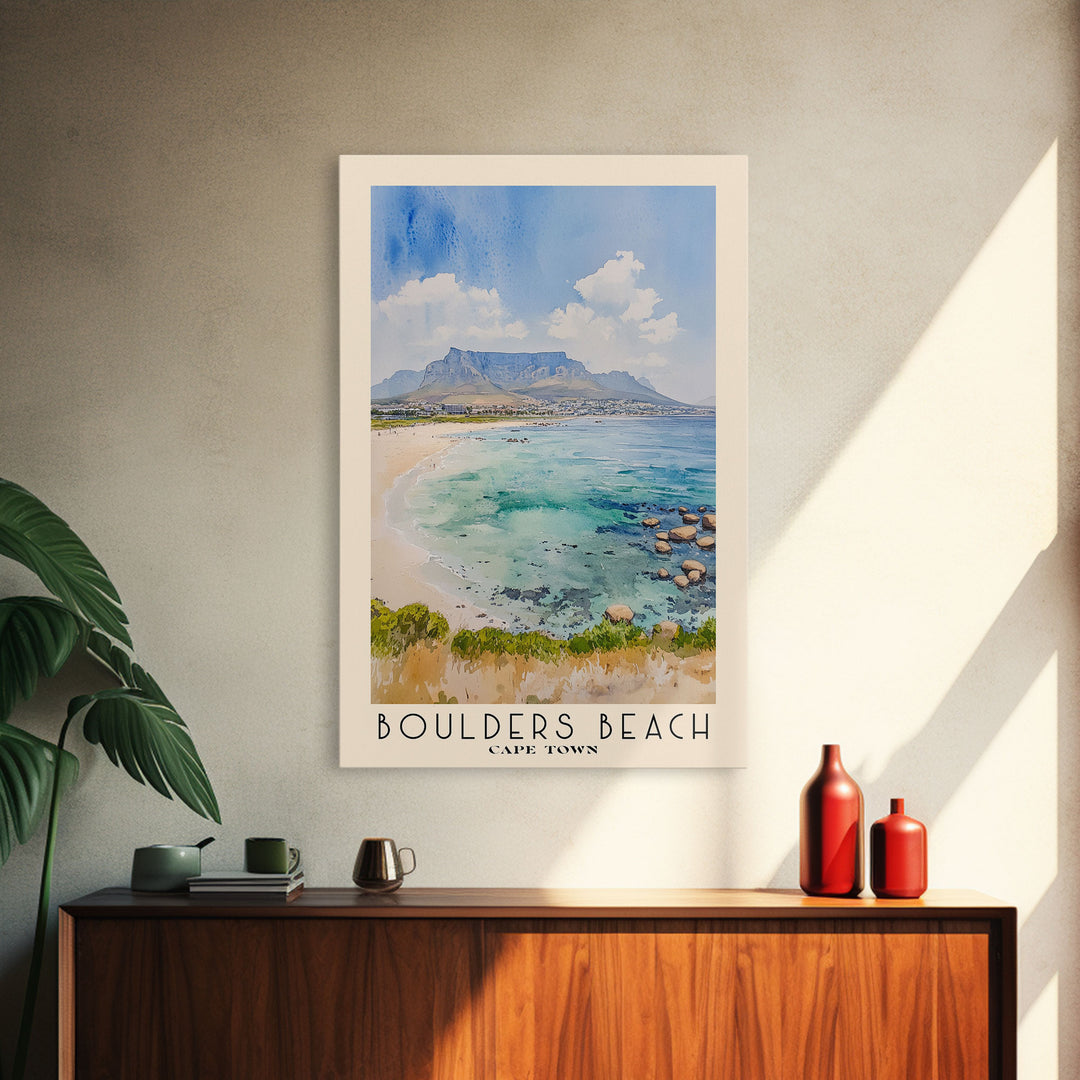 Boulders Beach, Cape Town Watercolor Beach Print, Vacation Gift, Cape Town Wall Art, Beach Painting, Beach Decor, Beach Painting