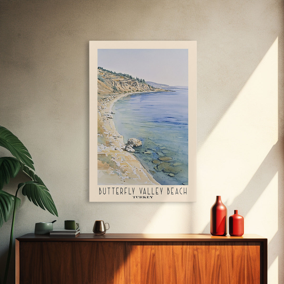 Butterfly Valley Beach, Turkey Watercolor Print, Vacation Gift, Turkey Wall Art, Vacation Wall Art, Vacatation Memories, Beach Decor, Beach Or Lakehouse Art