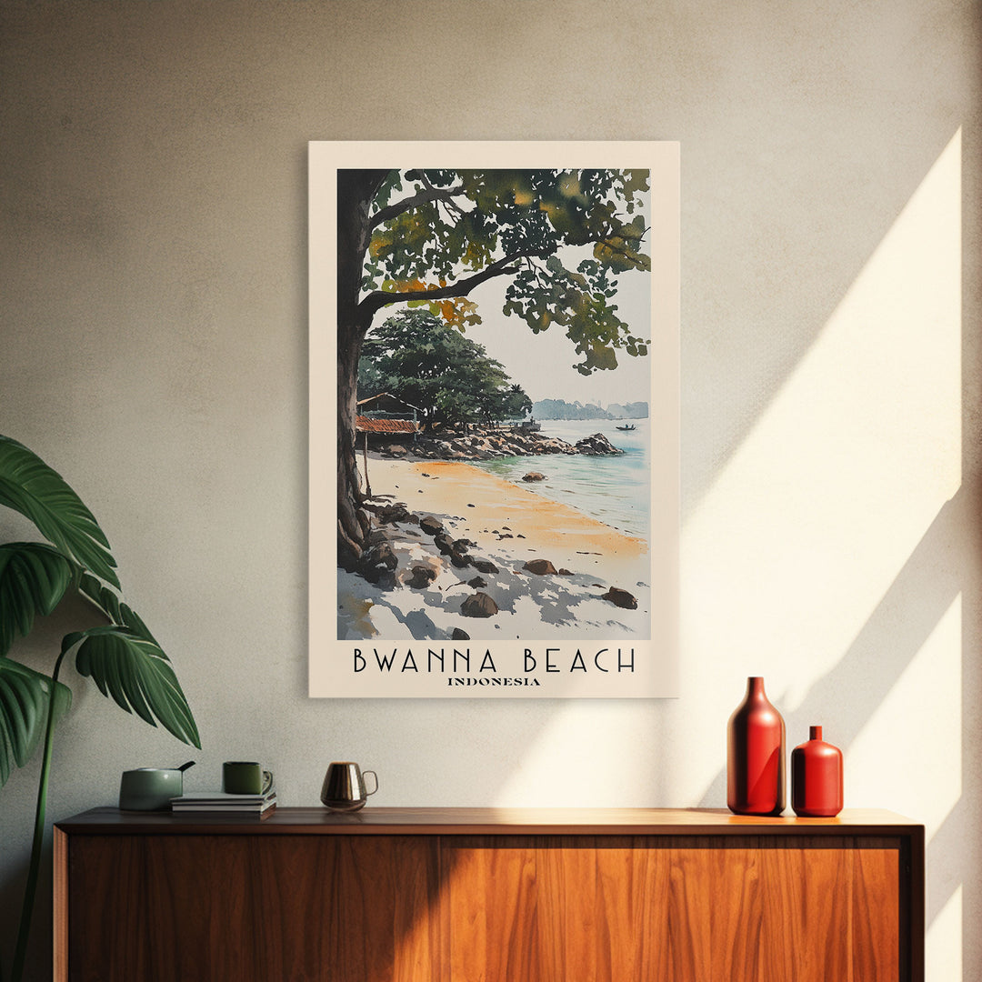 Bwanna Beach, Indonesia Watercolor Print, Vacation Gift, Indonesia Wall Art, Beach Painting, Beach Decor, Beach Or Lakehouse Art