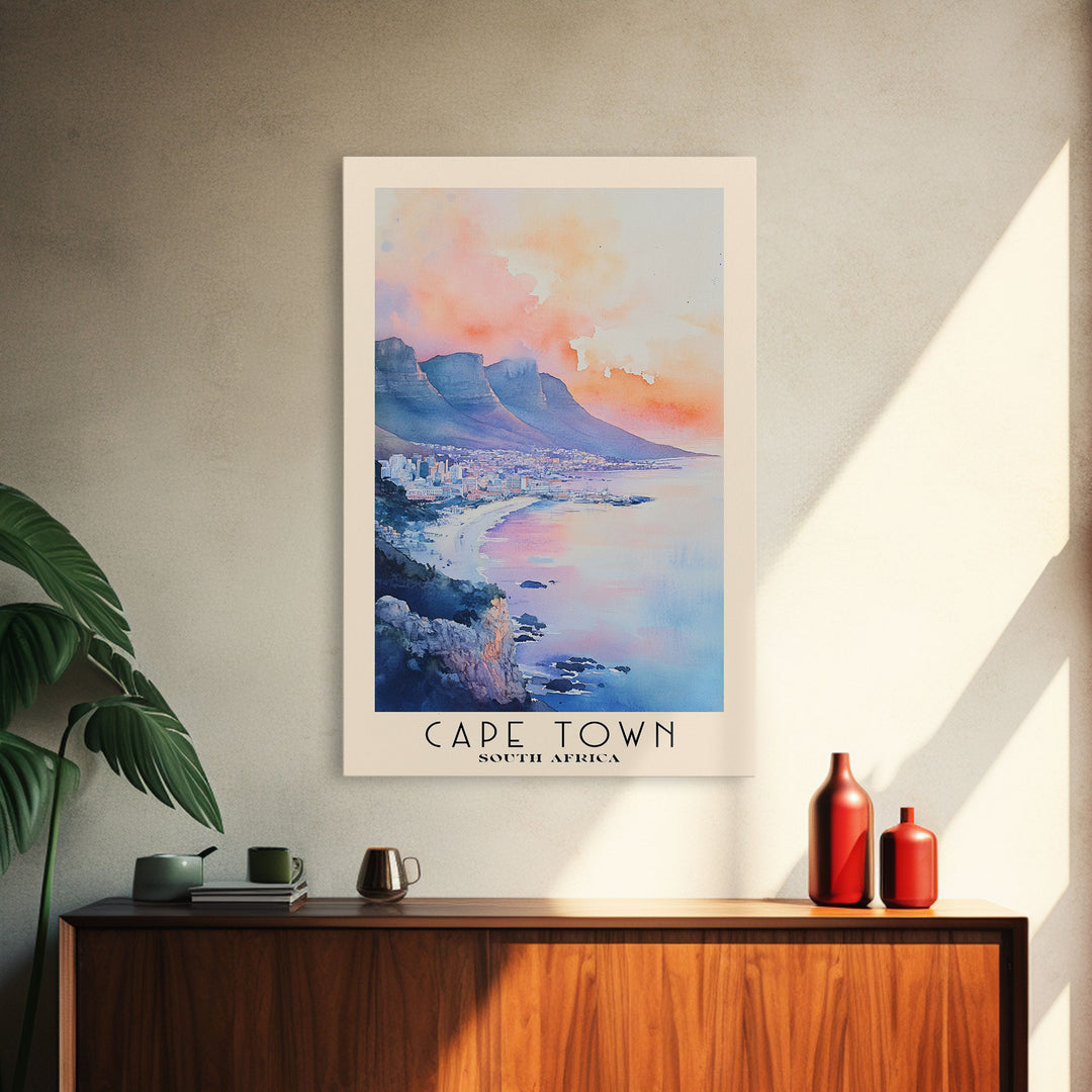 Cape Town, South Africa Watercolor Print, Vacation Gift, South Africa Wall Art, Vacation Wall Art, Vacatation Memories, Beach Decor, Beach Or Lakehouse Art