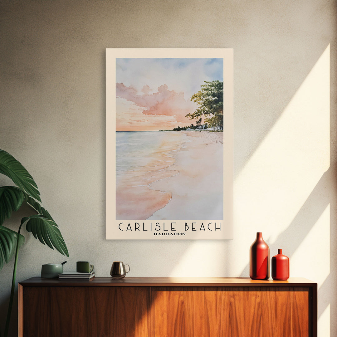 Carlisle Beach, Barbados Watercolor Print, Vacation Gift, Barbados Wall Art, Beach Painting, Beach Decor, Beach Or Lakehouse Art