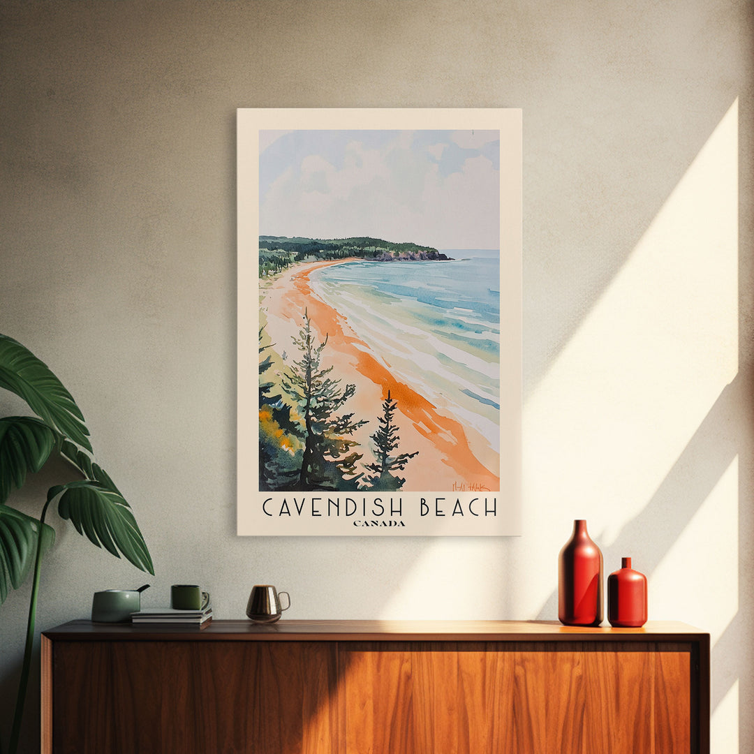 Cavendish Beach, Canada Watercolor Print, Vacation Gift, Canada Wall Art, Beach Painting, Beach Decor, Beach Or Lakehouse Art