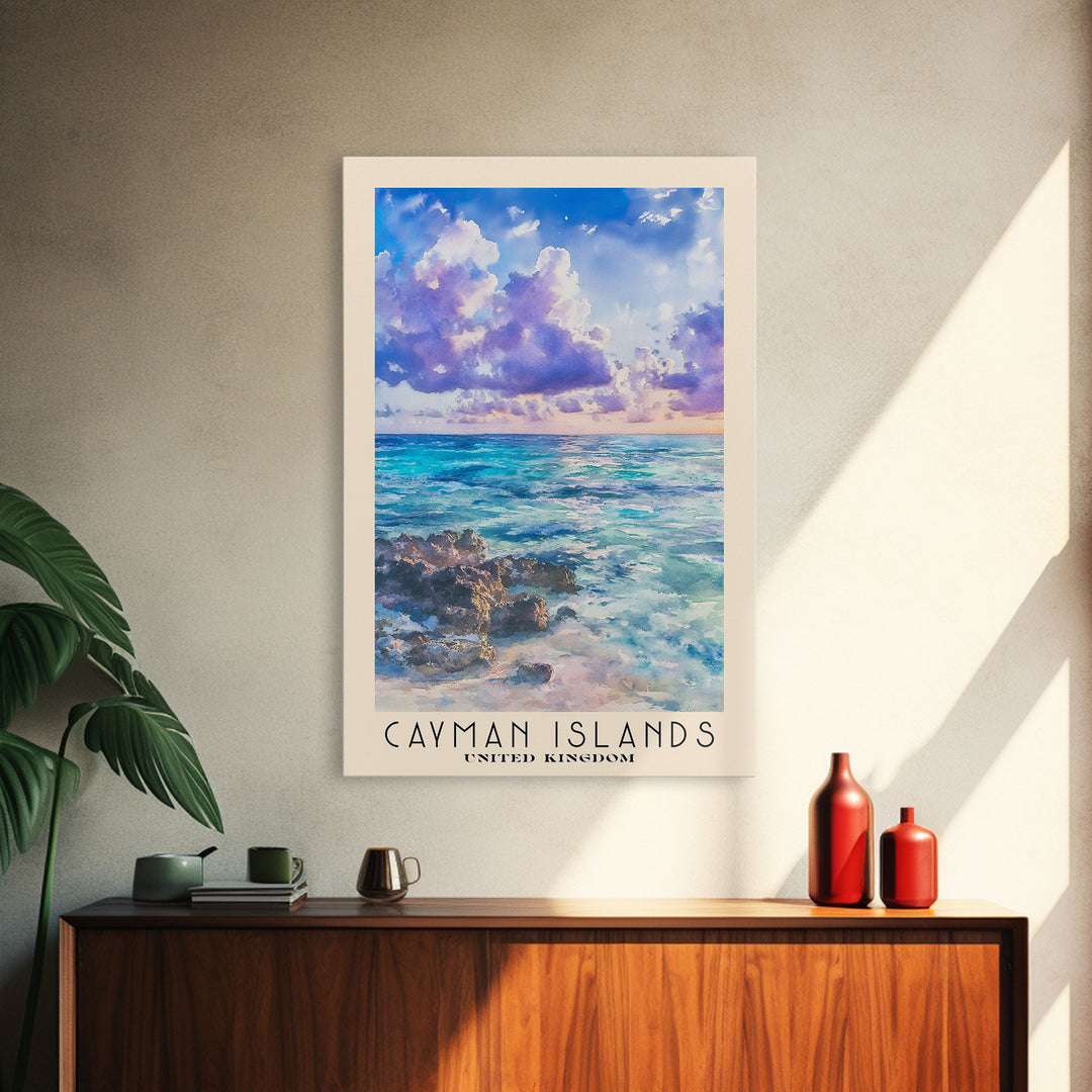 Cayman Islands, United Kingdom Watercolor Beach Print, Vacation Gift, United Kingdom Wall Art, Beach Painting, Beach Decor, Beach Painting